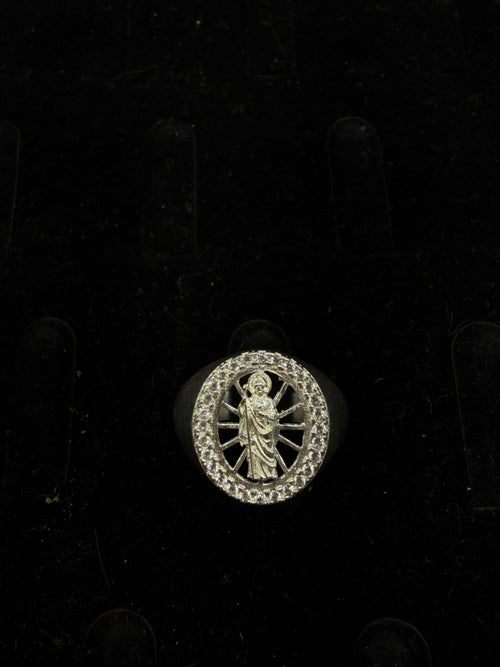 Saint Jude halo ring silver